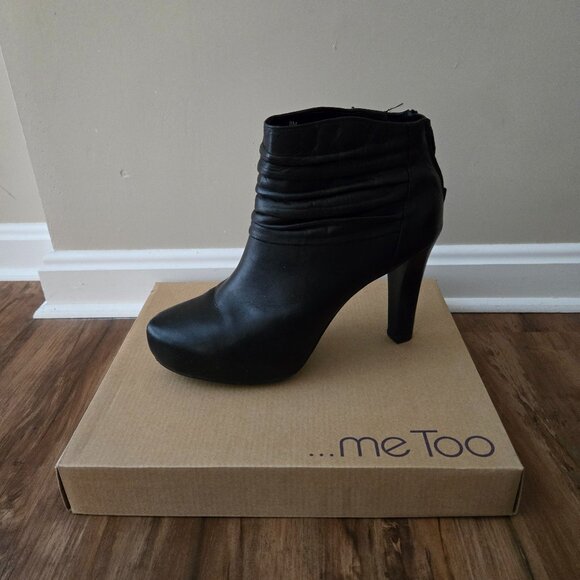 Me Too Women's High Heel Booties - Laser BLKNAP -  Size 9.5M - Black - Picture 1 of 7